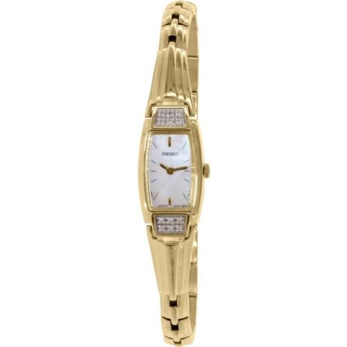 Seiko Diamonds Gold-tone Bracelet Mother-of-pearl Dial Women`s Watch SZZC58