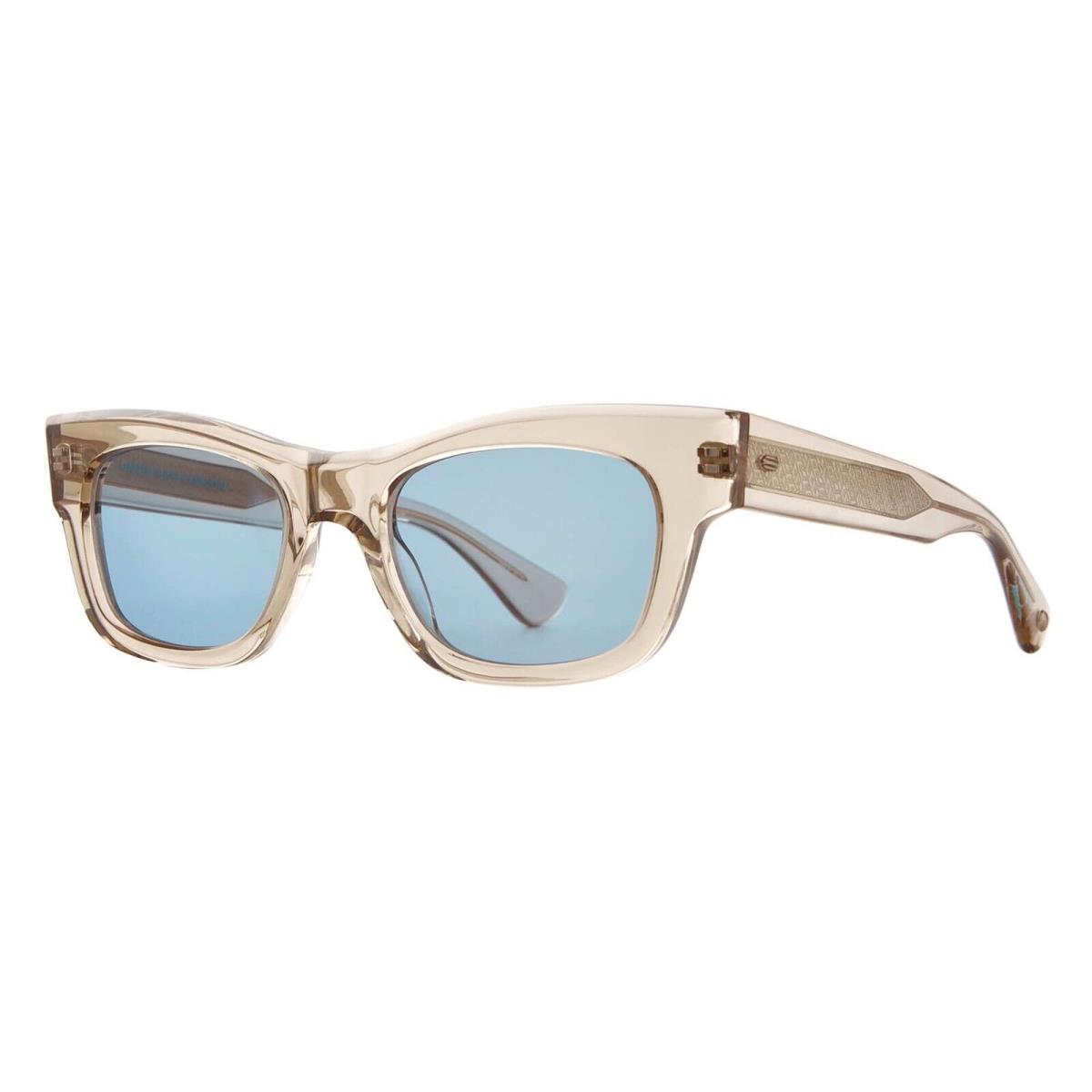 Garrett Leight Woz Sun Beige Transparent/pacific Blue Bre/pac Sunglasses - Frame: Beige Transparent, Lens: Pacific Blue