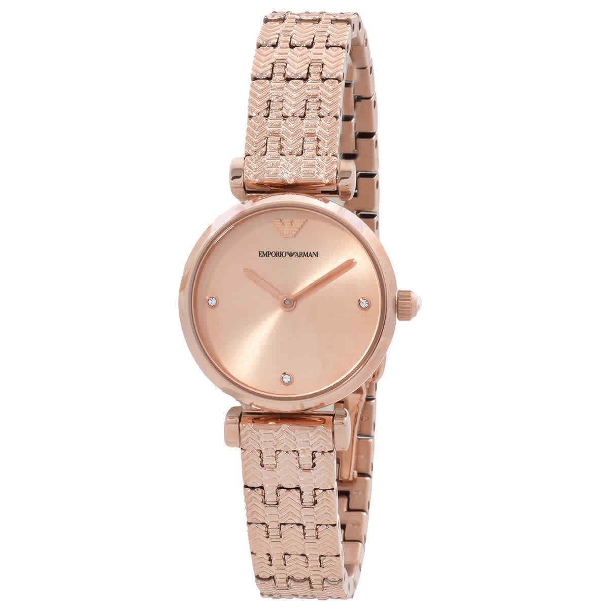 Armani Gianna T-bar Quartz Rose Gold Dial Ladies Watch AR11342