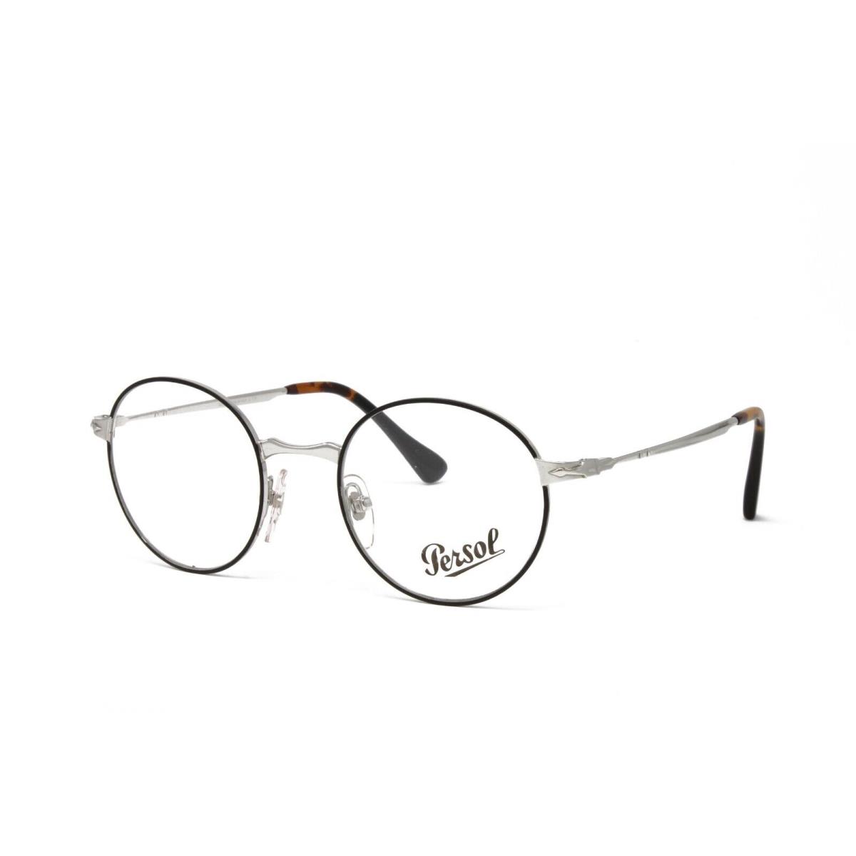 Persol Men`s Round Eyeglasses PO2451V 1074 Silver Black Demo Lens 47mm