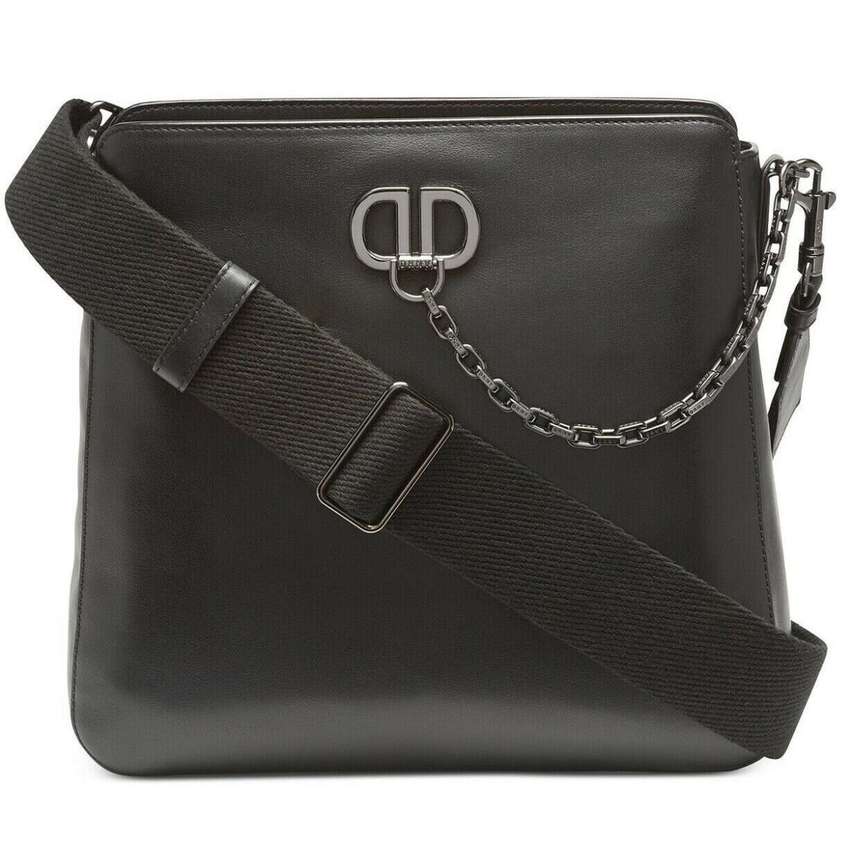 Dkny Women`s Linton Leather Medium Messenger Crossbody Shoulder Bag Black