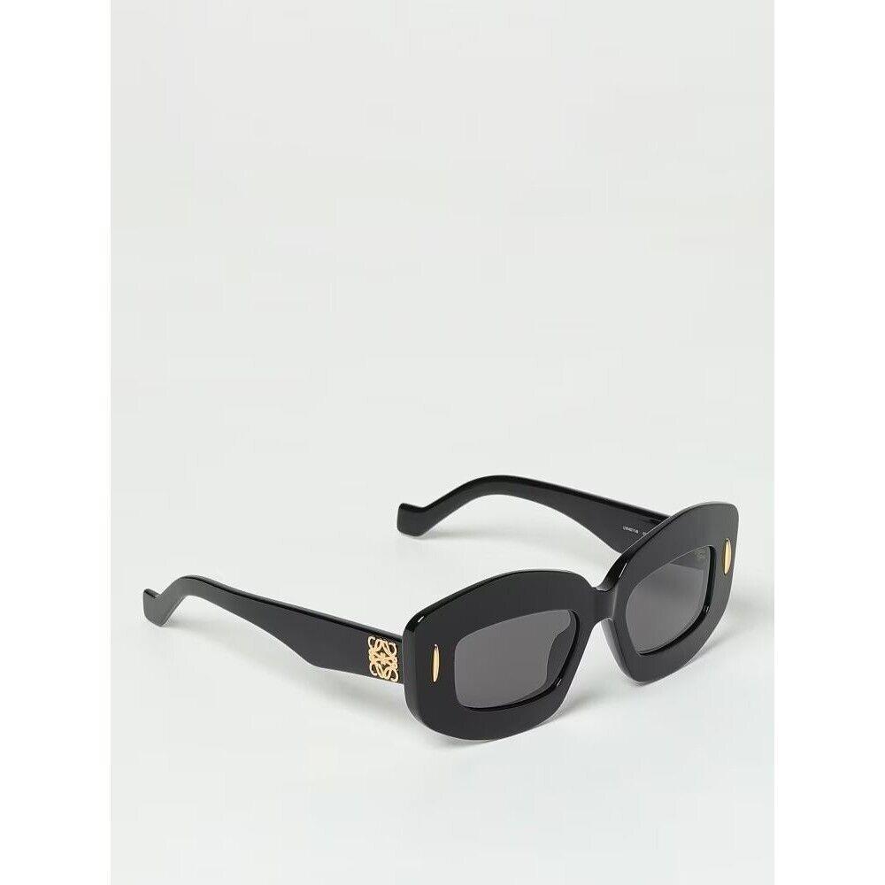 Loewe Rectangle Sunglasses in Shiny Black with Case Womens Sunnies