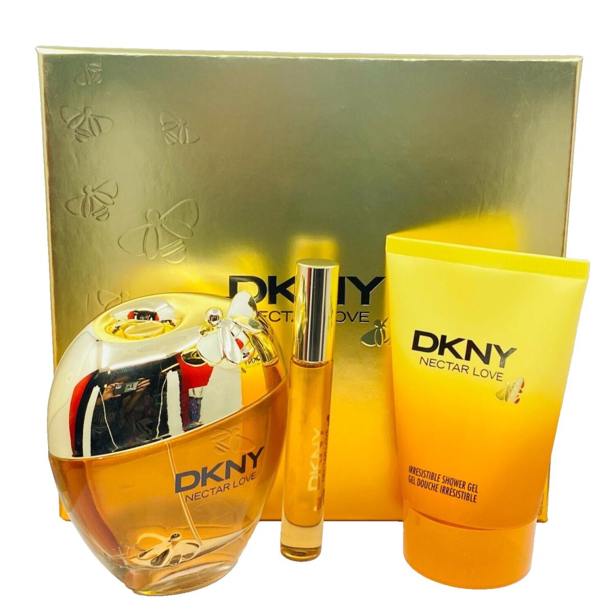 Dkny Nectar Love Gift Set 3 Pcs Edp 3.4oz Shower Gel 10ml Rollerball