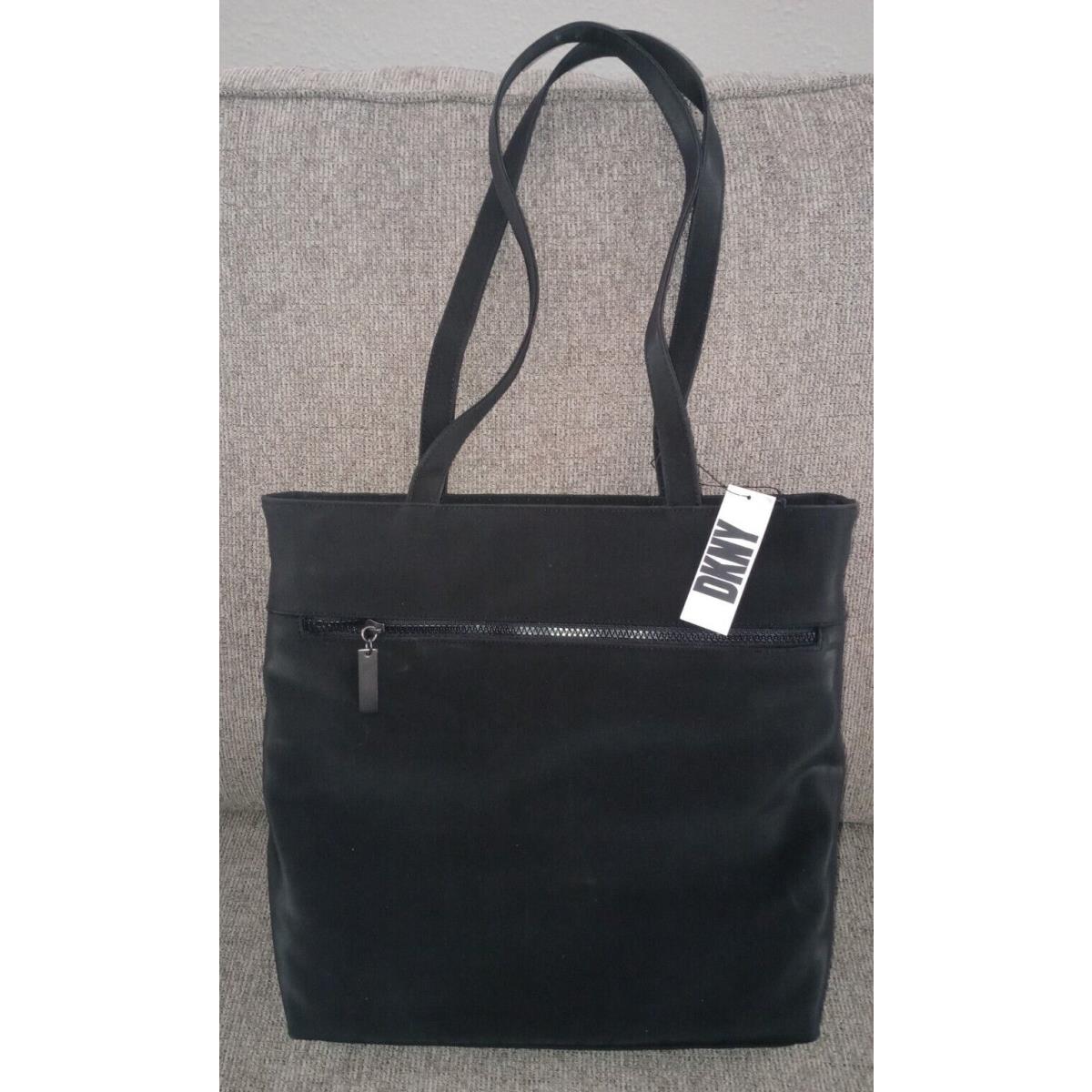 Dkny Large Canvas Black Tote W/ Logo Design Vintage