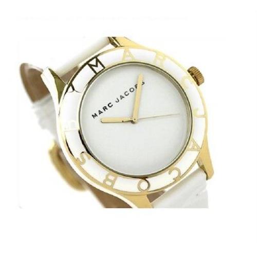 Marc Jacobs Blade White+gold Tone White Leather Band WATCH-MBM1100