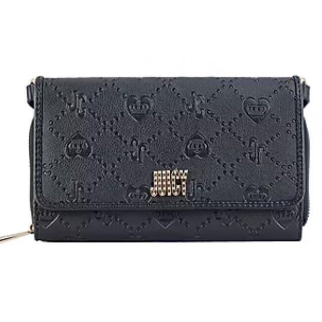 Juicy Couture Women`s Juicy Black Liquorice Logo Check Me Wallet on a String-nwt