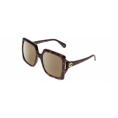 Gucci GG0876S Womens Oversized Polarized Bifocal Sunglasses Havana Tortoise 60mm Brown