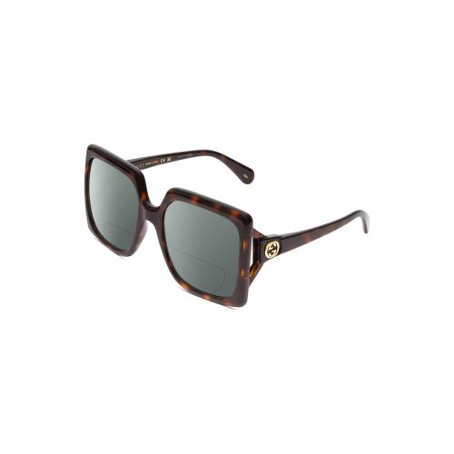 Gucci GG0876S Womens Oversized Polarized Bifocal Sunglasses Havana Tortoise 60mm Grey