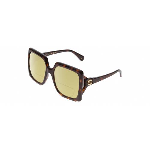 Gucci GG0876S Womens Oversized Polarized Bifocal Sunglasses Havana Tortoise 60mm Yellow