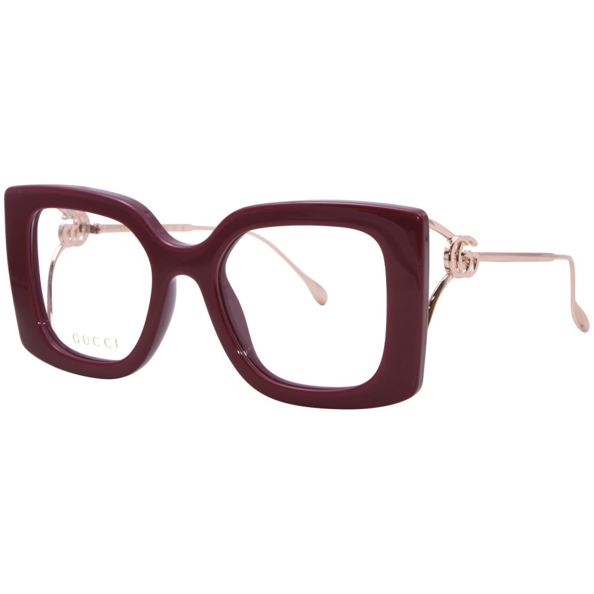 Gucci GG1567O 003 Eyeglasses Women`s Burgundy/gold Full Rim Butterfly Shape 52mm