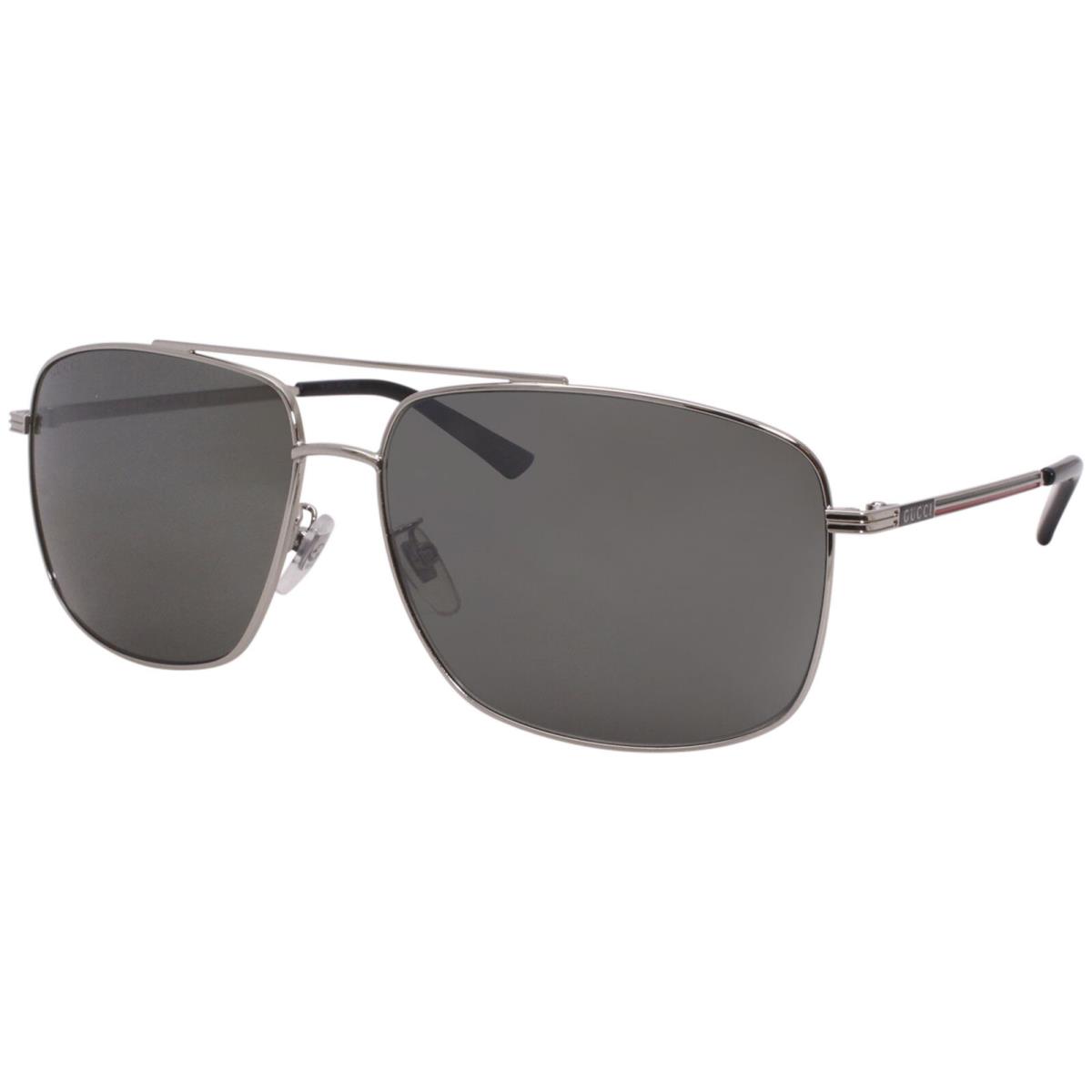 Gucci GG0836SK 003 Sunglasses Men`s Silver-black/grey Mirror Lenses Pilot 63mm