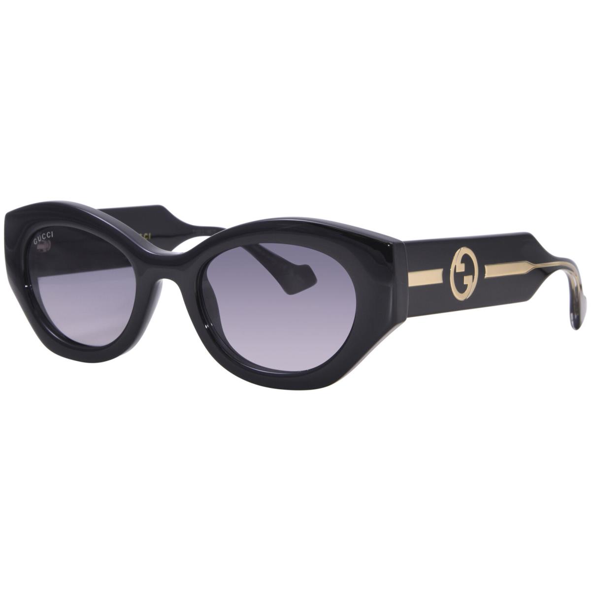 Gucci GG1553S 001 Sunglasses Women`s Black/crystal/grey Gradient Oval Shape 52mm