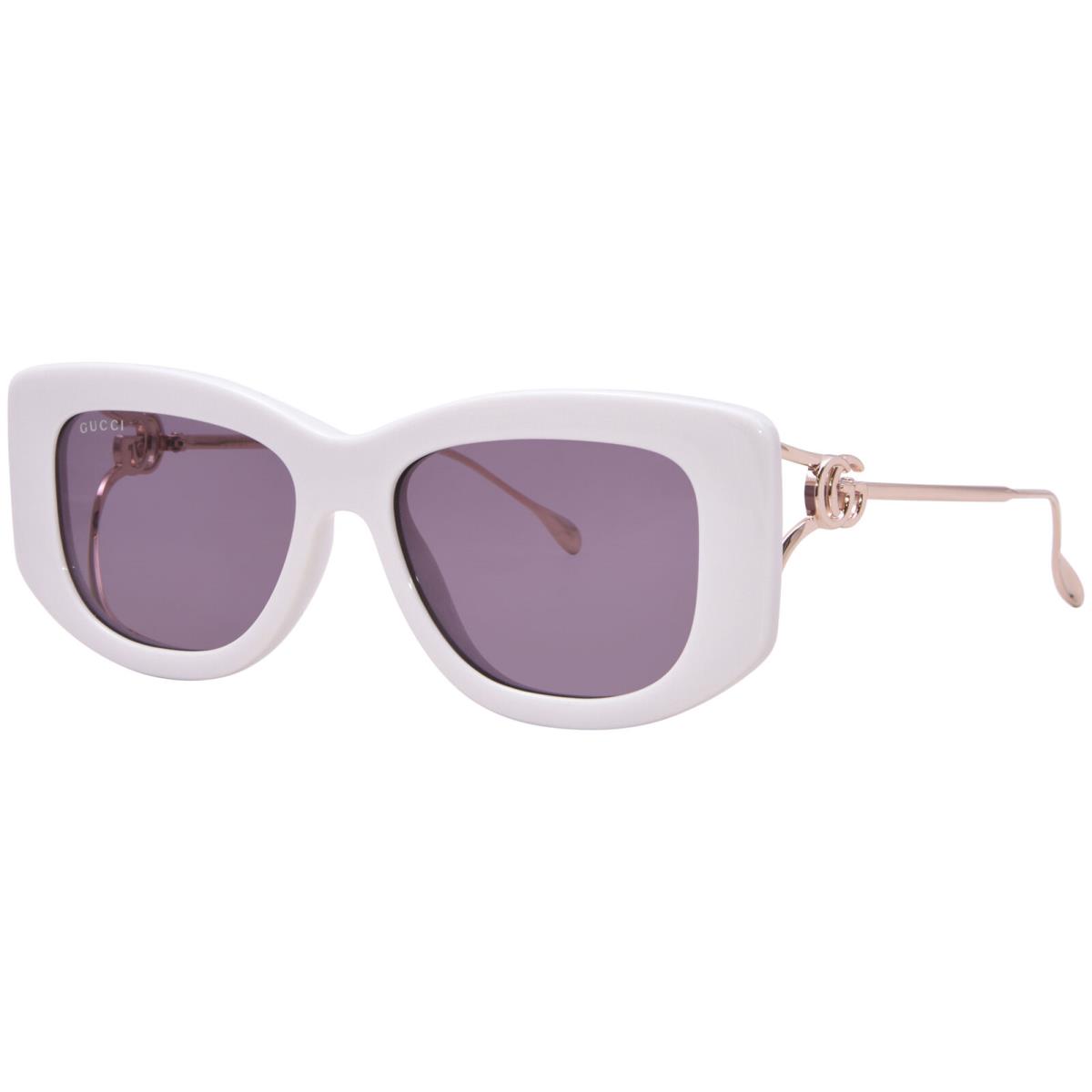 Gucci GG1566S 003 Sunglasses Women`s Ivory/gold/violet Rectangle Shape 55mm