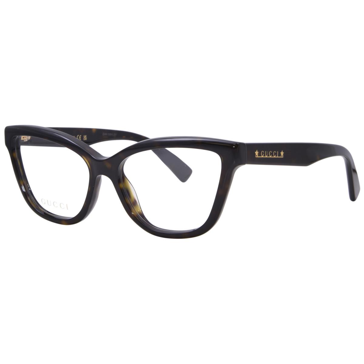 Gucci GG1589O 002 Eyeglasses Frame Women`s Havana Full Rim Cat Eye 55mm