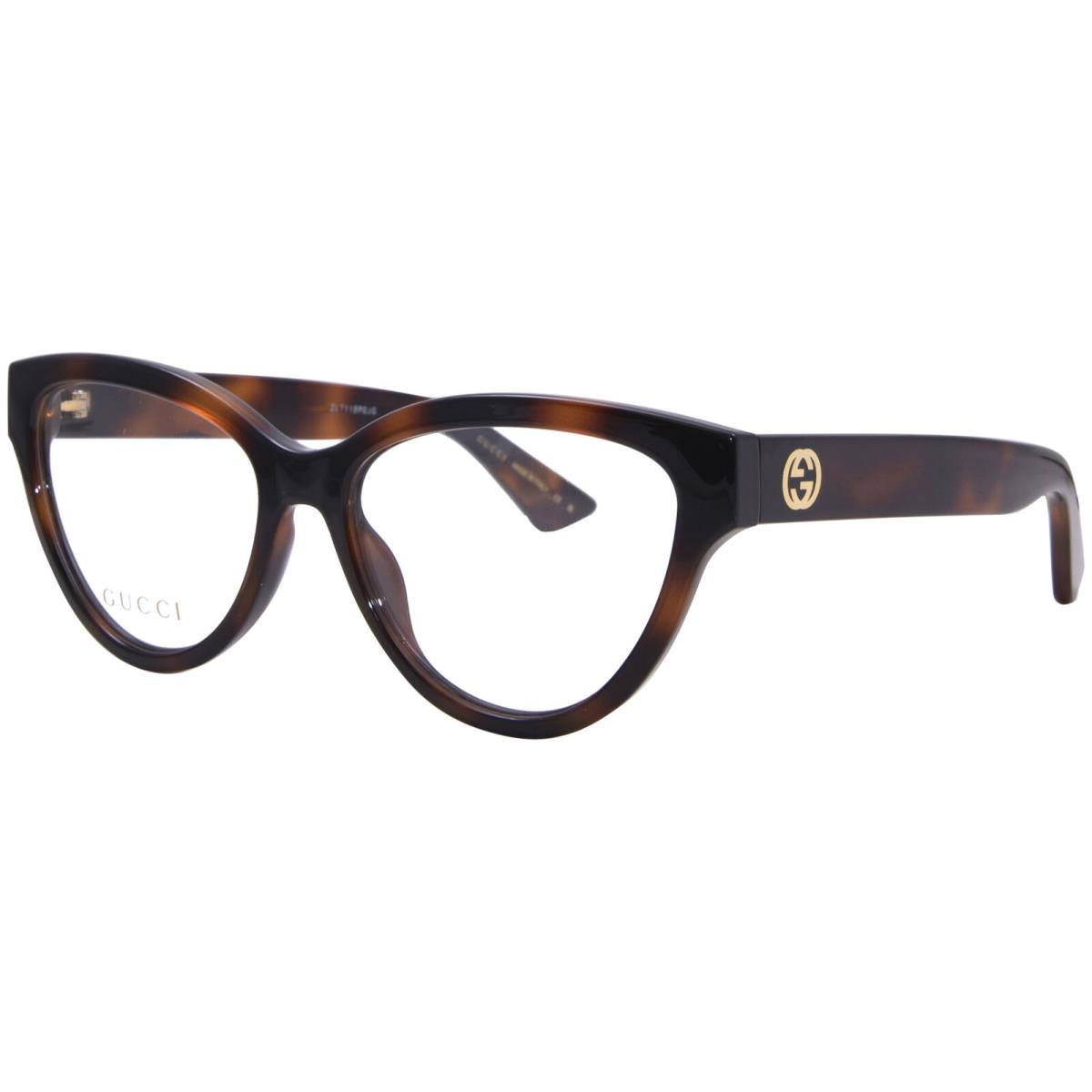 Gucci GG1581O 002 Eyeglasses Frame Women`s Havana Full Rim Oval Shape 55mm