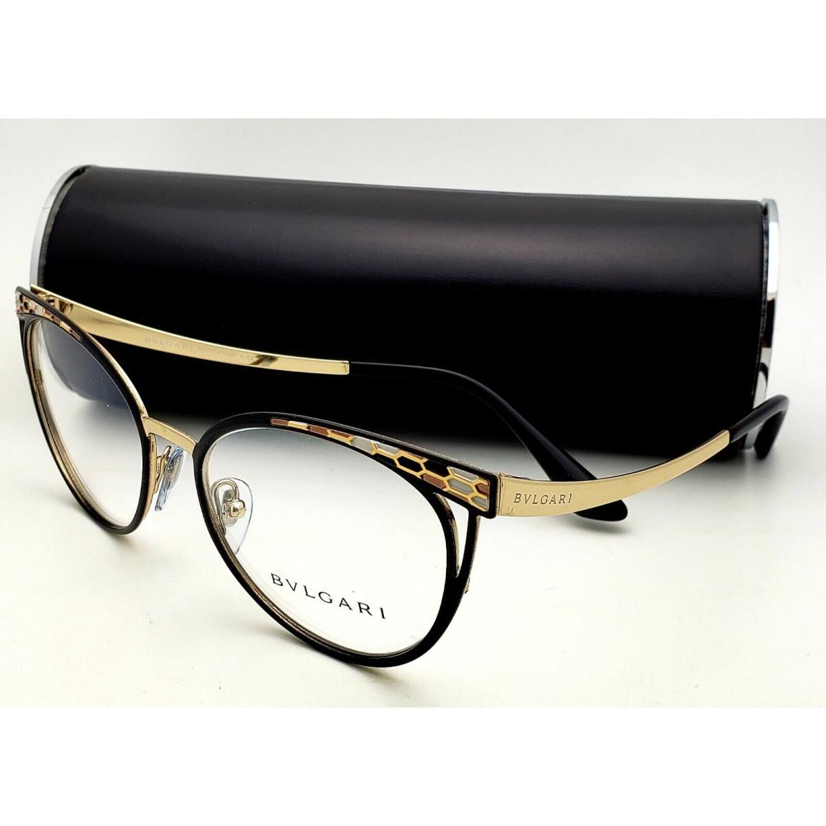 Bvlgari Eyeglasses 2186 2018 53-17 140 Gold Black Frames with Enamel Decor