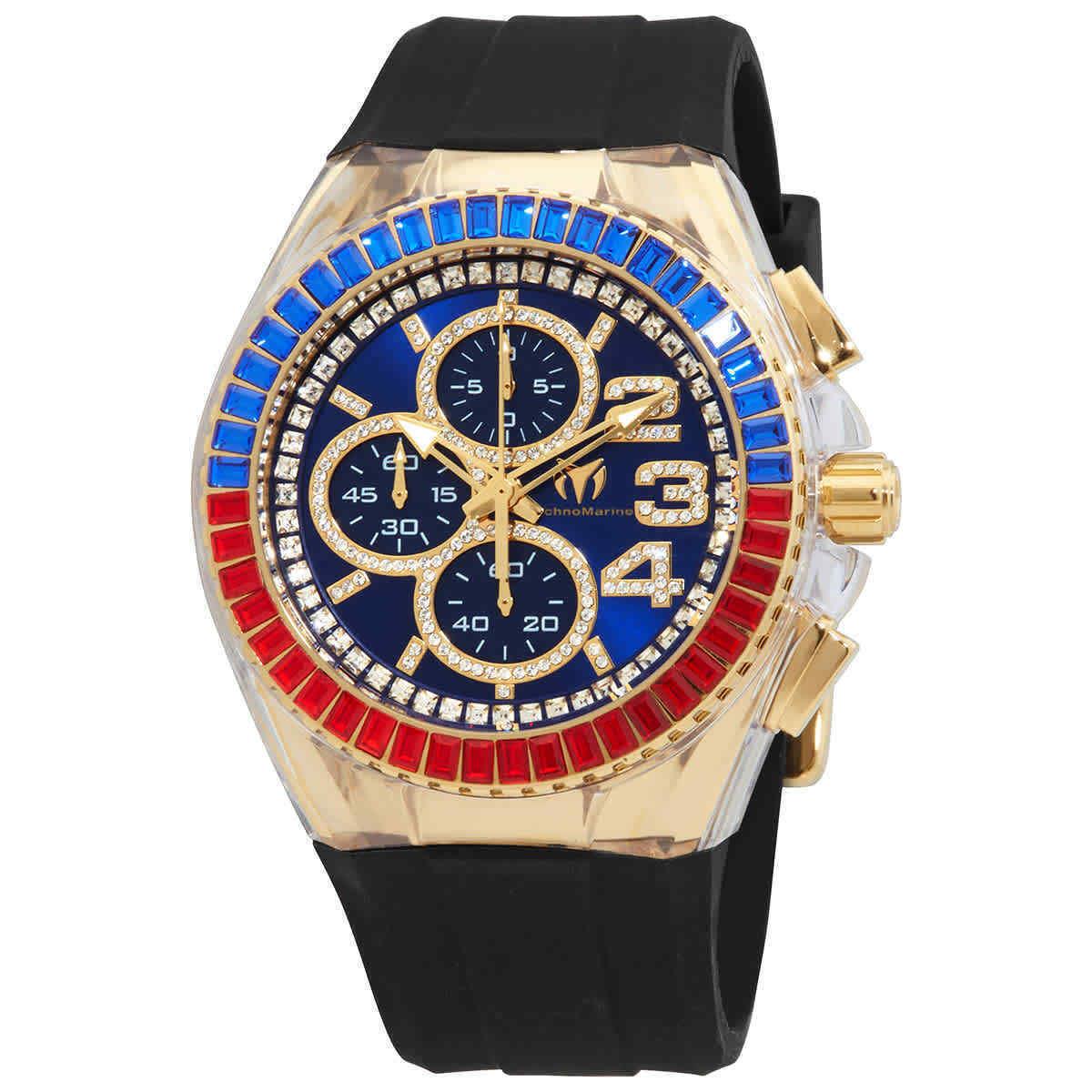 Technomarine Cruise Glitz Men`s 45mm Pepsi Crystals Chrono Watch TM-121015