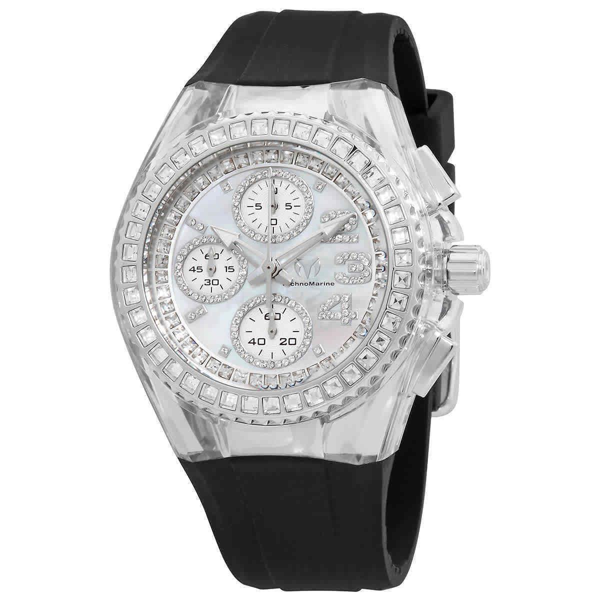 Technomarine Cruise Glitz Women`s 40mm Mop 217 Crystals Chrono Watch TM-121055