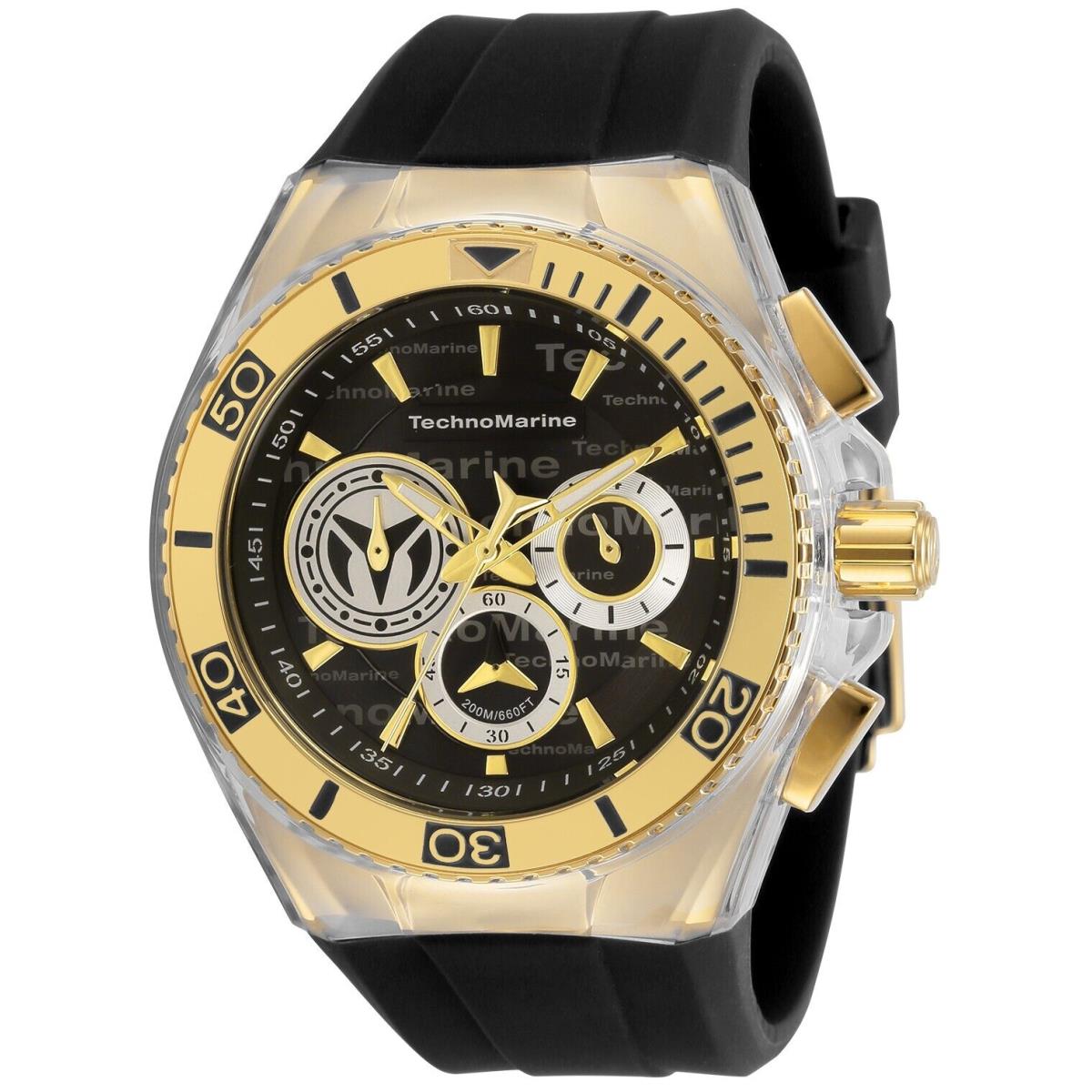 Technomarine Men`s TM-118123 Cruise California Gold Tone w Black Strap 46mmWatch