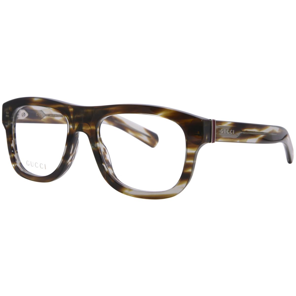 Gucci GG1509O 003 Eyeglasses Men`s Havana Transparent Square Shape Full Rim 54mm