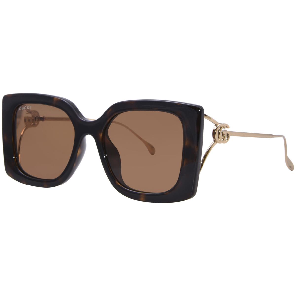 Gucci GG1567SA 002 Sunglasses Women`s Havana/gold/brown Square Shape 54mm