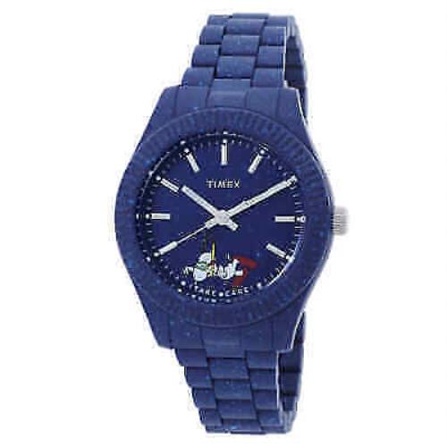 Timex Legacy Ocean X Peanuts Quartz Blue Dial Men`s Watch Tw2v53300 - Dial: Blue, Band: Blue, Bezel: Blue