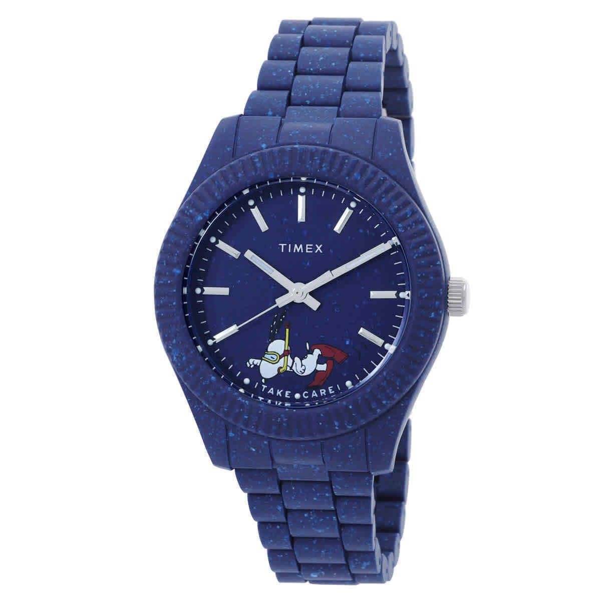 Timex Legacy Ocean X Peanuts Quartz Blue Dial Men`s Watch TW2V53300 - Dial: Blue, Band: Blue, Bezel: Blue