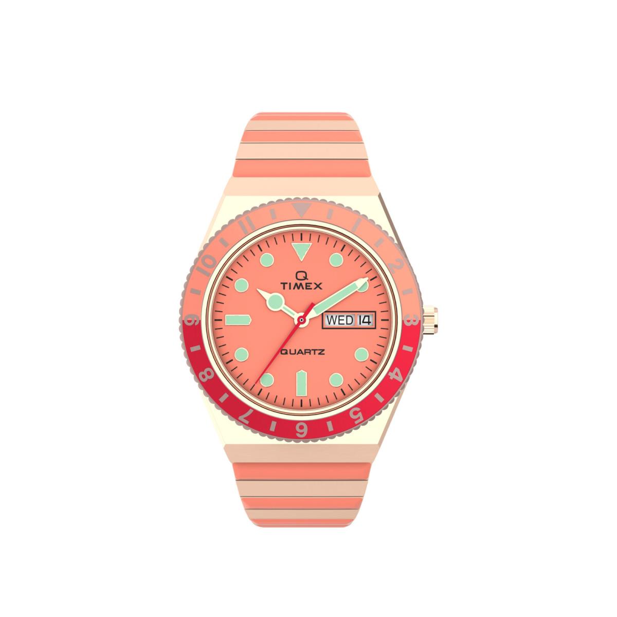 Timex Q Malibu 36mm SS Expansion Band Gold/pink Women`s Watch TW2V38600VQ - Gold, Pink