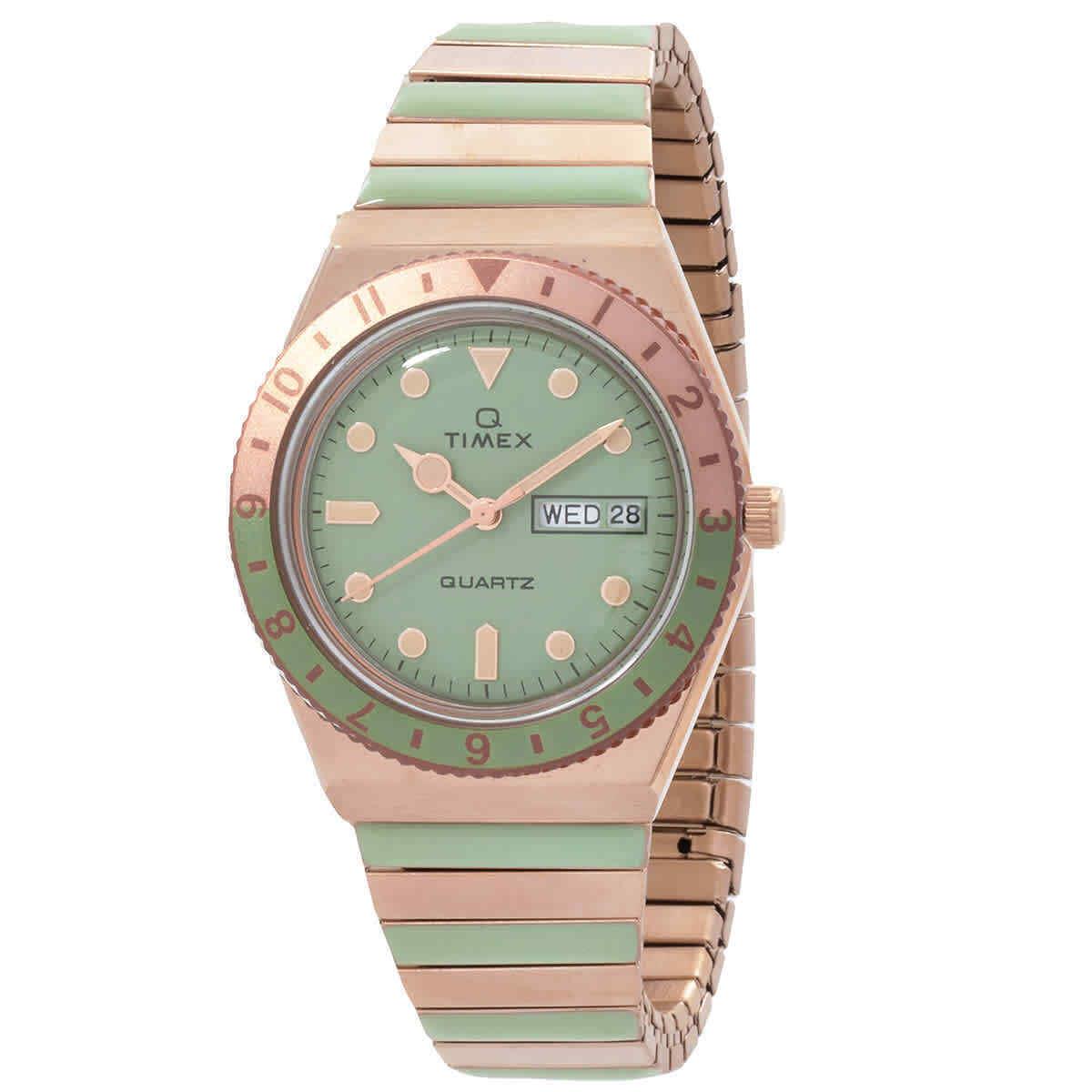 Timex Q Timex Malibu Quartz Green Dial Ladies Watch TW2V38700VQ