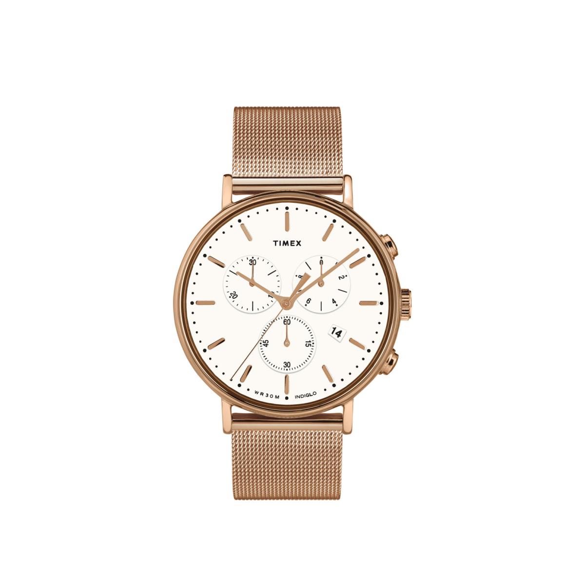 Timex Fairfield Chrono 41mm Stainless Steel Rose-gold/white Watch TW2T37200VQ