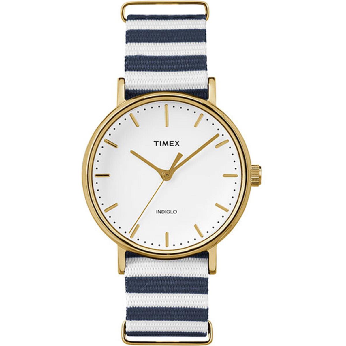 Timex Women`s Watch Weekender Fairfield Blue and White Nylon Strap TW2P91900 - Dial: White, Band: Blue, White