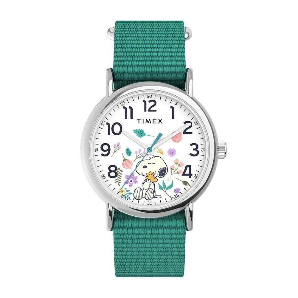 Timex Peanuts Weekender Green Fabric Strap Women Watch TW2V78000 - Green