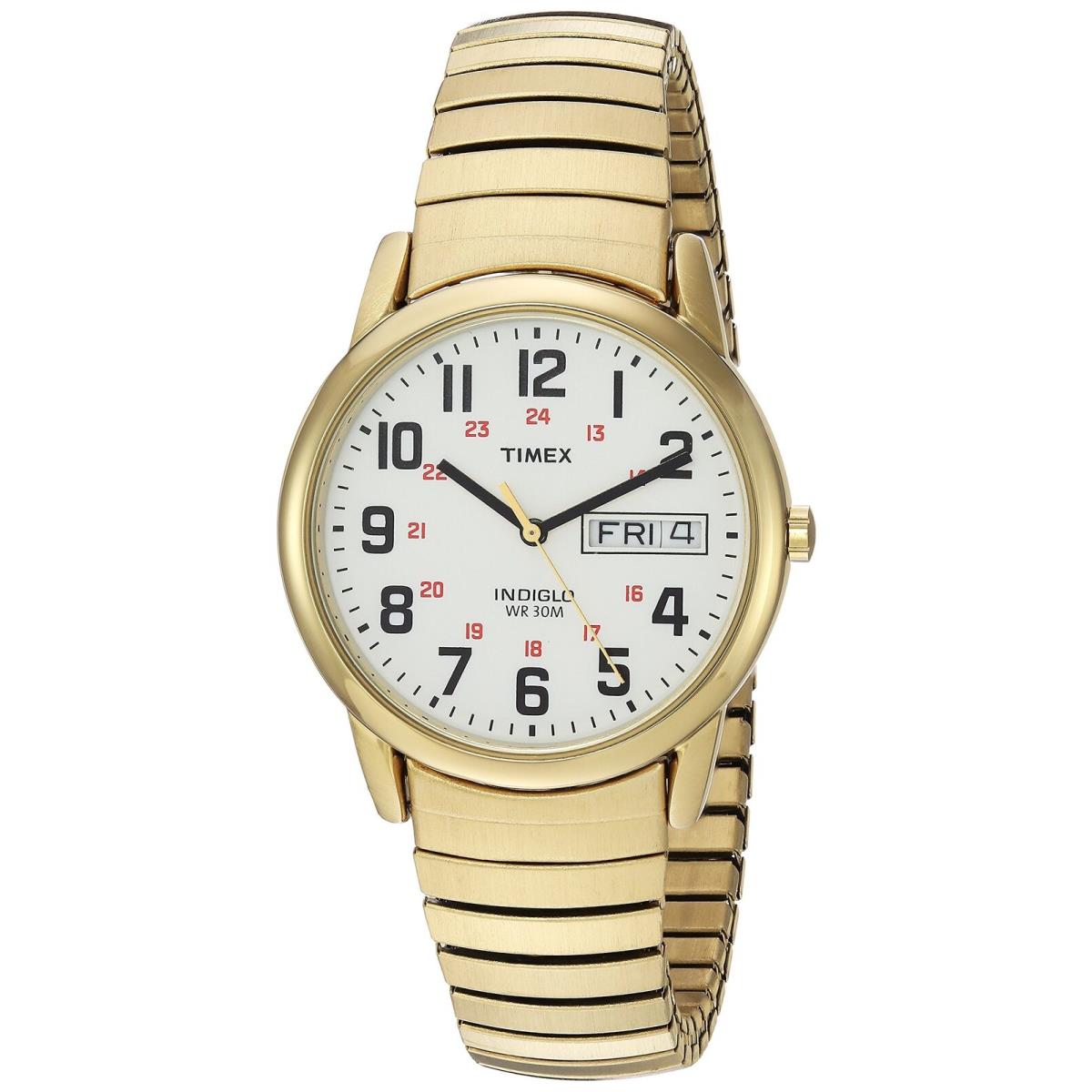 Timex Men`s Easy Reader 35mm Watch Gold-tone Case White Dial with