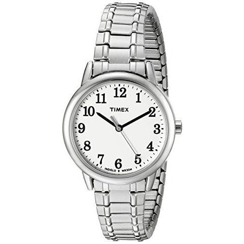 Timex Women`s Easy Reader 30mm Watch Silver-tone Case White Dial with