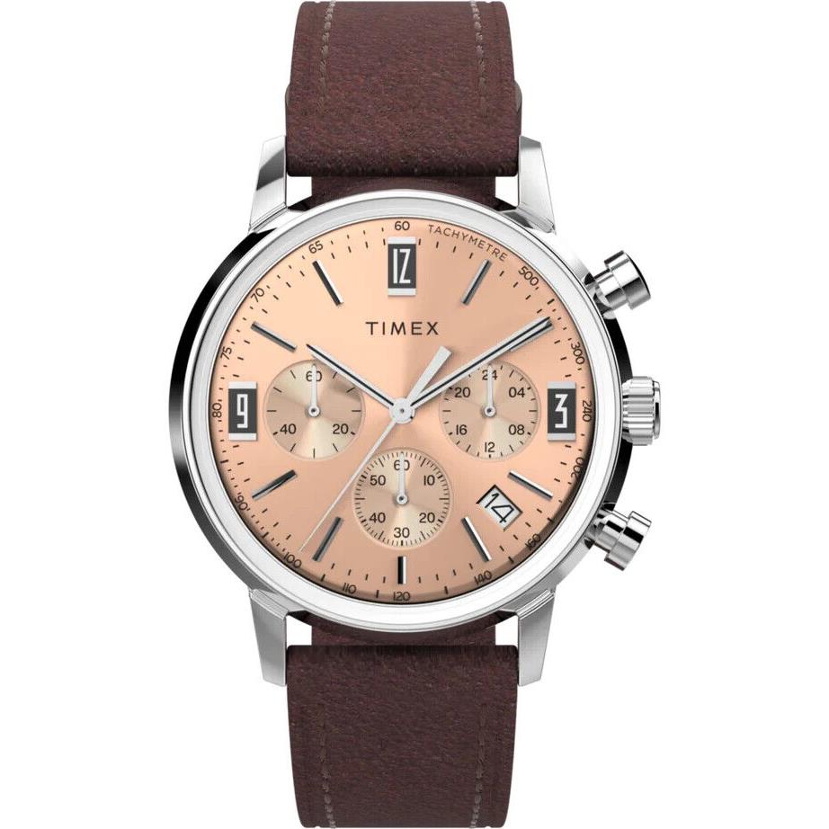 Timex Marlin Chronograph Tachymeter 40mm Leather Strap Watch TW2W51400