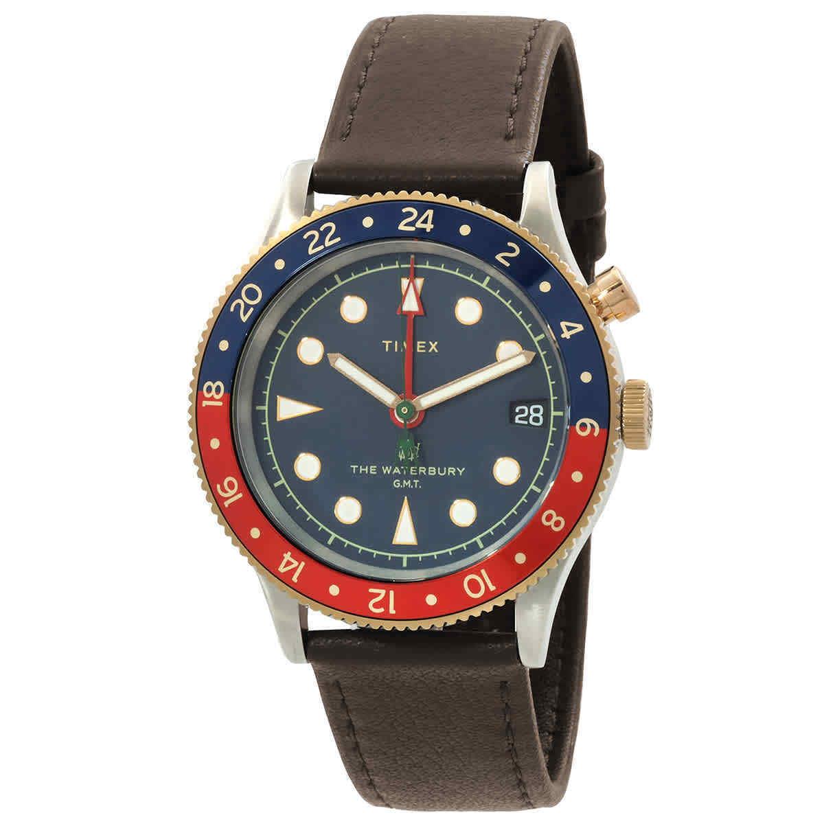 Timex Waterbury Gmt Quartz Blue Dial Men`s Watch TW2U90500