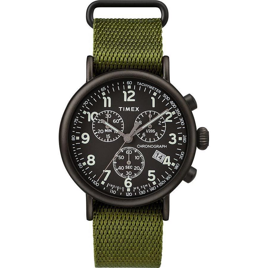 Timex Waterbury Green Fabric Chronograph Mens Watch TW2T21400