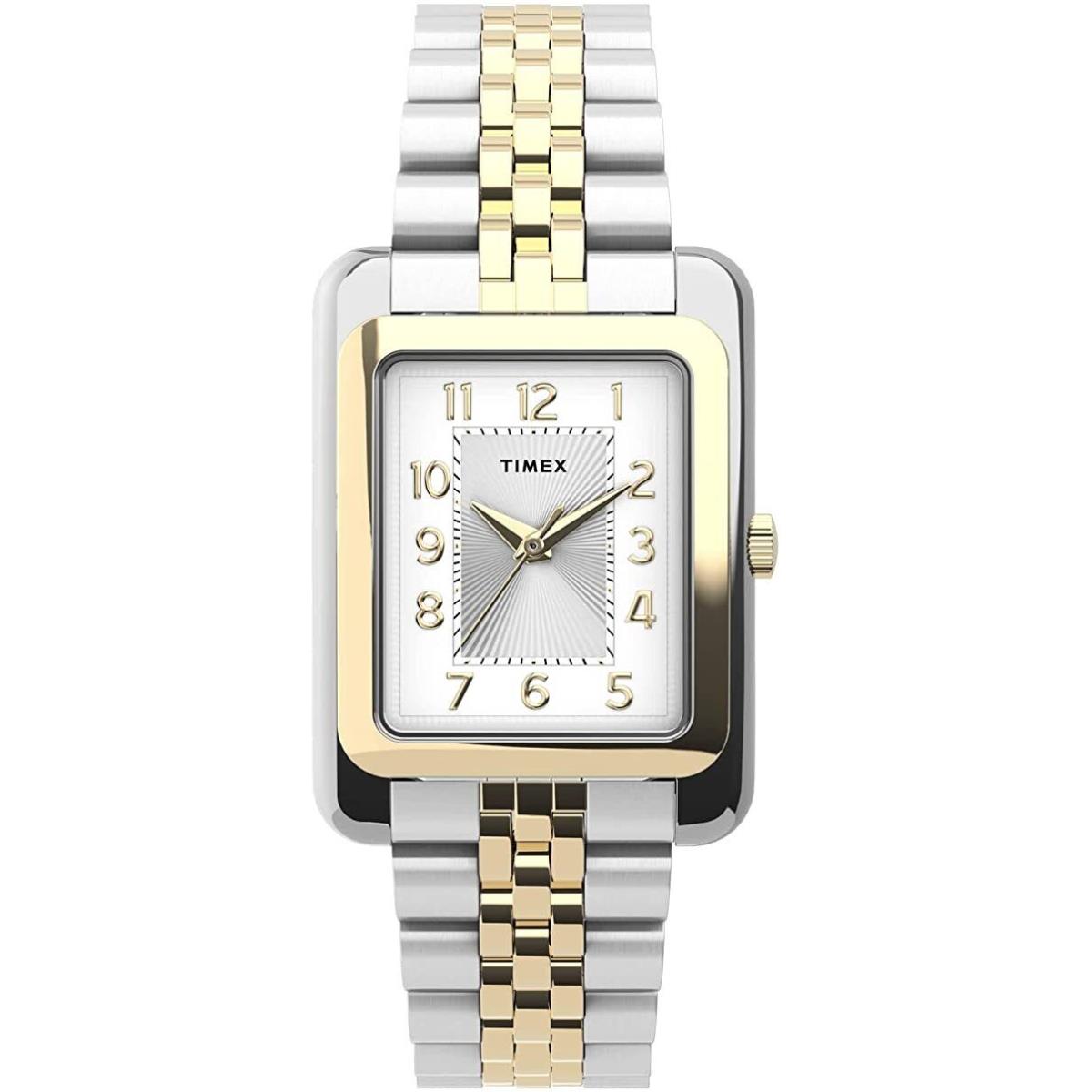 Timex Womens 25mm Two-tone Case Silver-tone Dial Bracelet