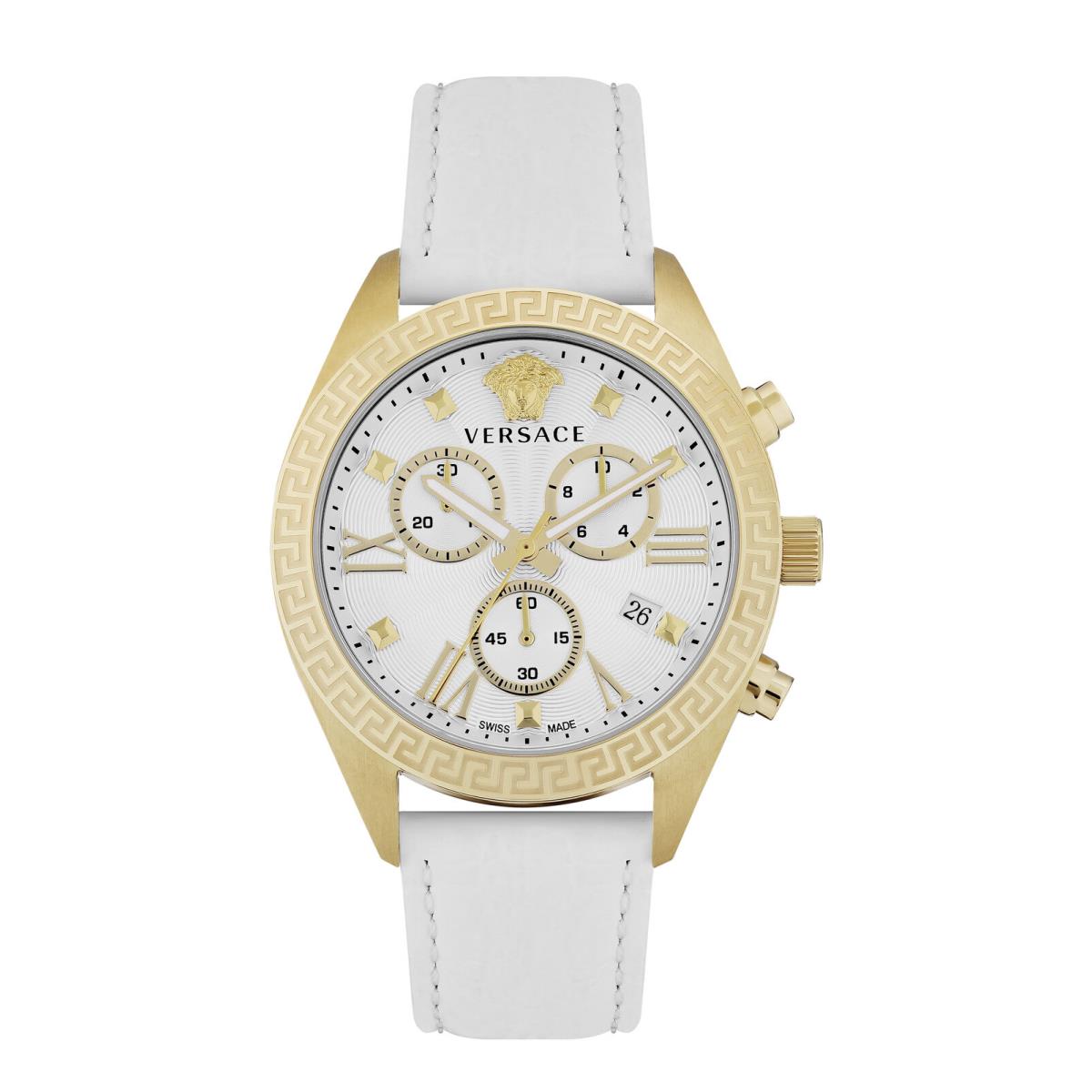 Versace Womens Greca Chrono Gold 40mm Strap Fashion Watch