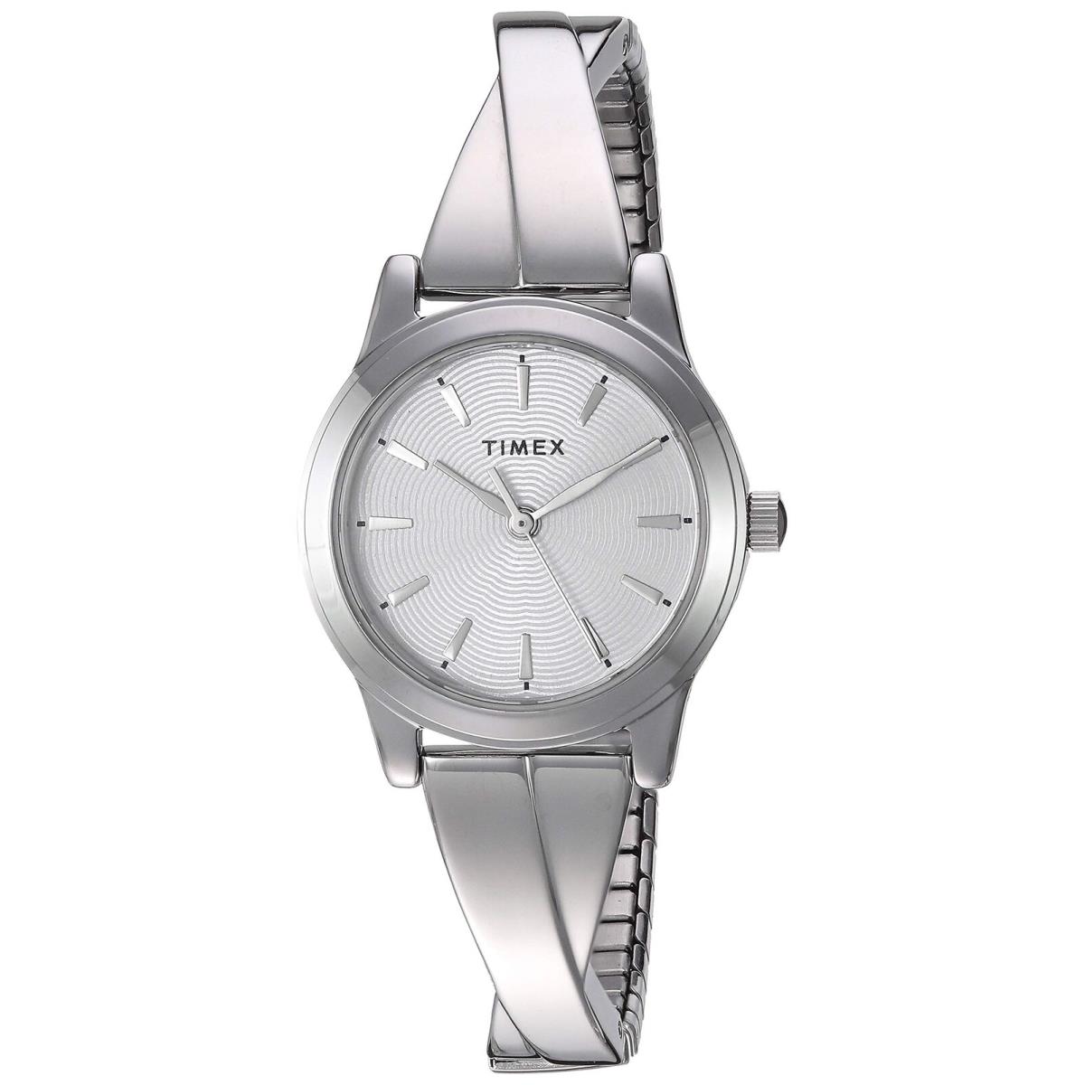 Timex Women`s TW2R98700 Stretch Bangle Crisscross 25mm Silver-tone Expansion