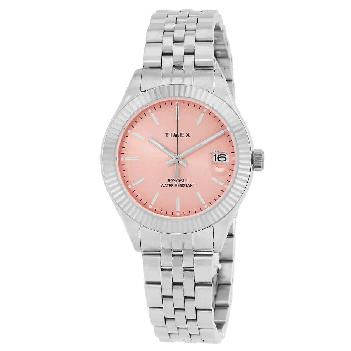 Timex Legacy Quartz Pink Dial Ladies Watch TW2W49800 - Dial: Pink, Band: Silver-tone, Bezel: Silver-tone