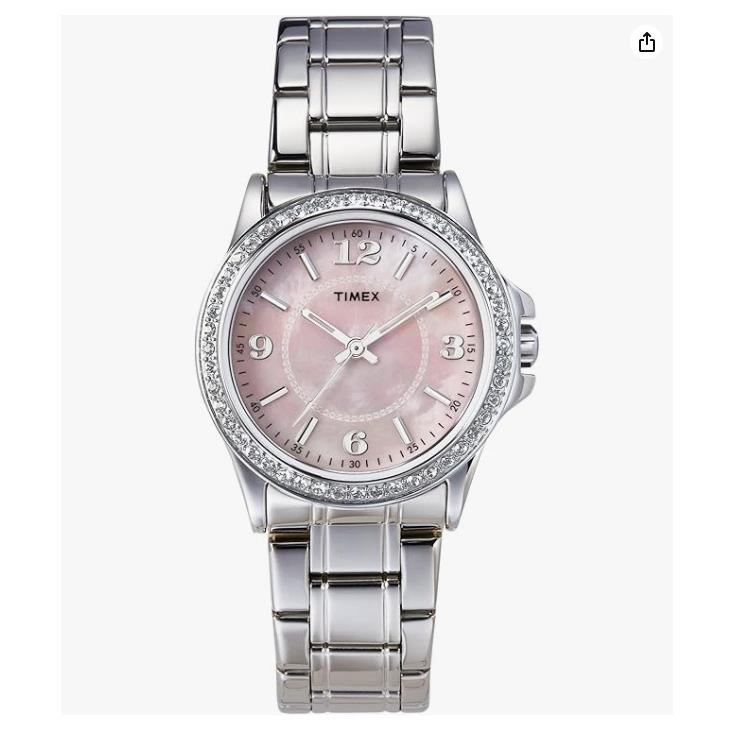 Timex Women`s T2M834 Crystal Accented Silver-tone Dress Stainless Steel Bracelet