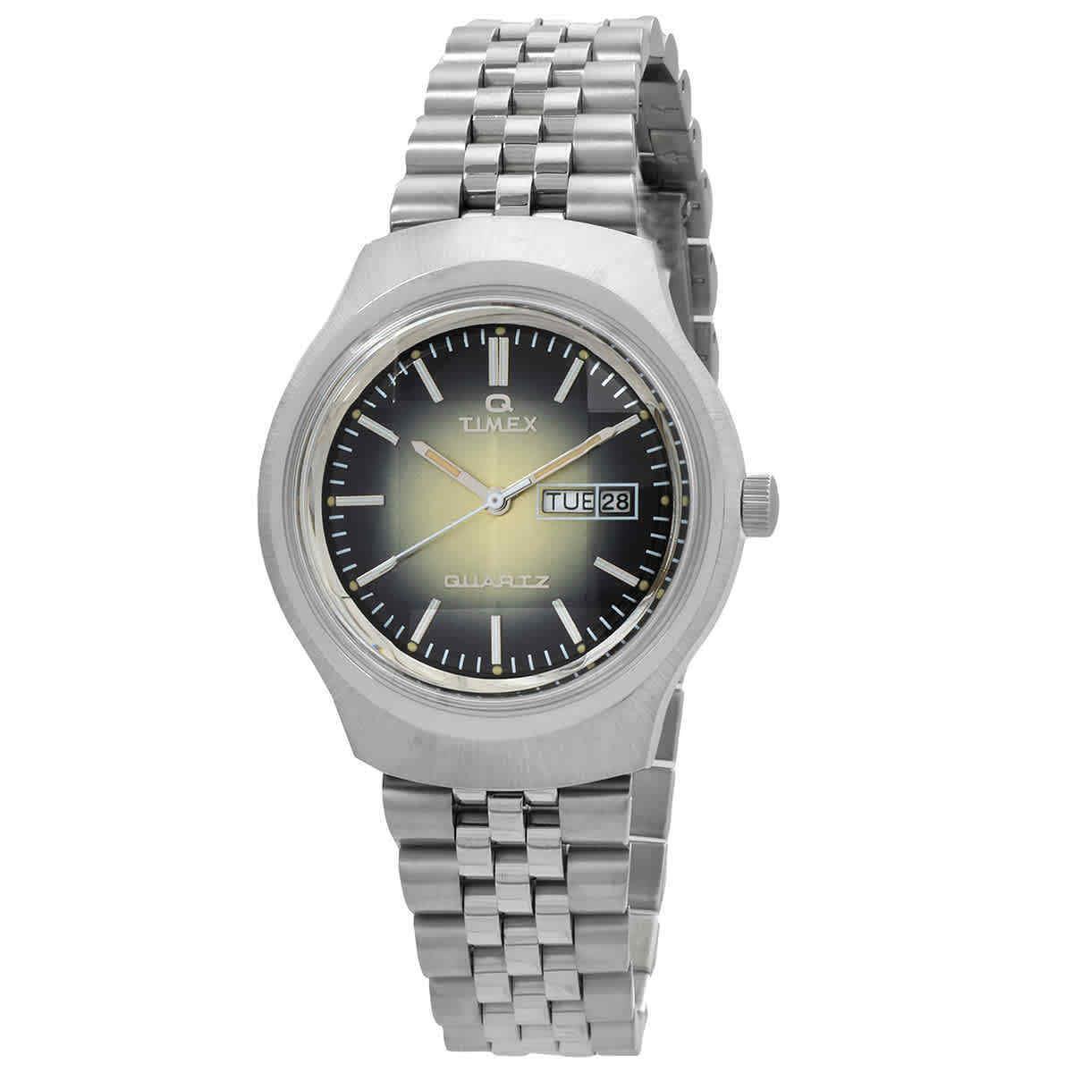 Timex Q Reissue Degrade Quartz Men`s Watch TW2W22500 - Dial: Degrade, Band: Silver-tone, Bezel: Silver-tone