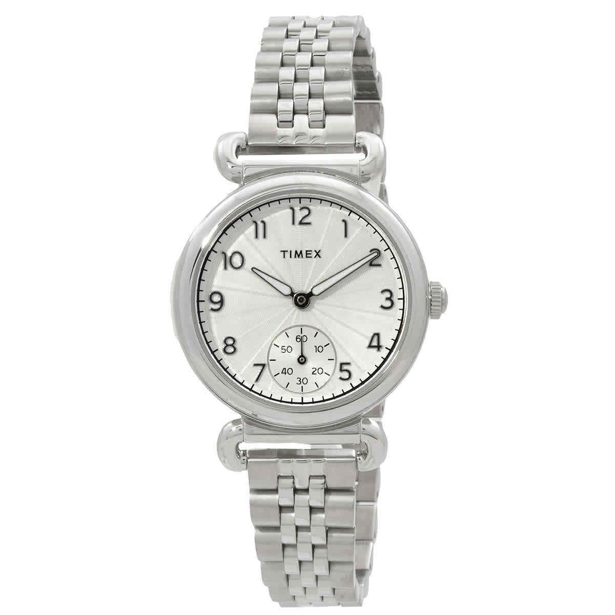 Timex Model 23 Quartz Silver Dial Ladies Watch TW2T88800 - Dial: Silver-tone, Band: Silver-tone, Bezel: Silver-tone