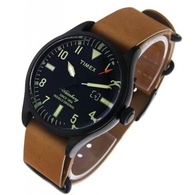 Timex Watch TW2P64700 Brown Leather Black Background Men`s Classic