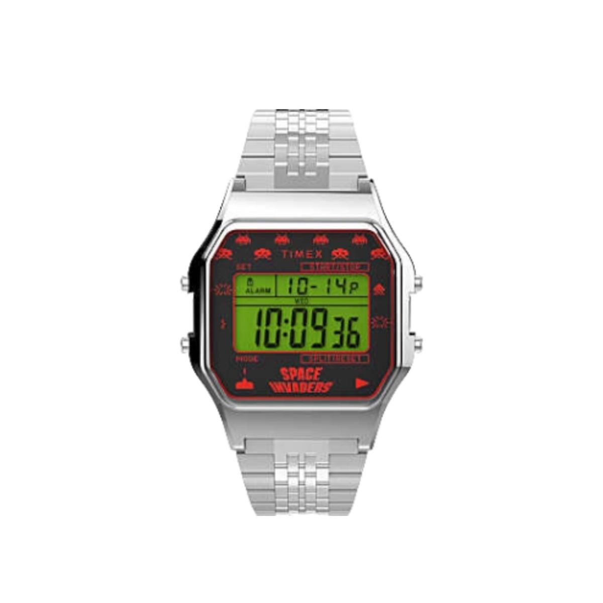 Timex T80 x Space Invaders 34mm Stainless Steel Bracelet Silver Watch TW2V30000