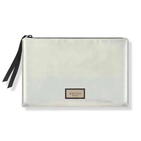 Gucci Iridescent White Flora Limited Edition Clutch Pouch Bag Makeup Travel