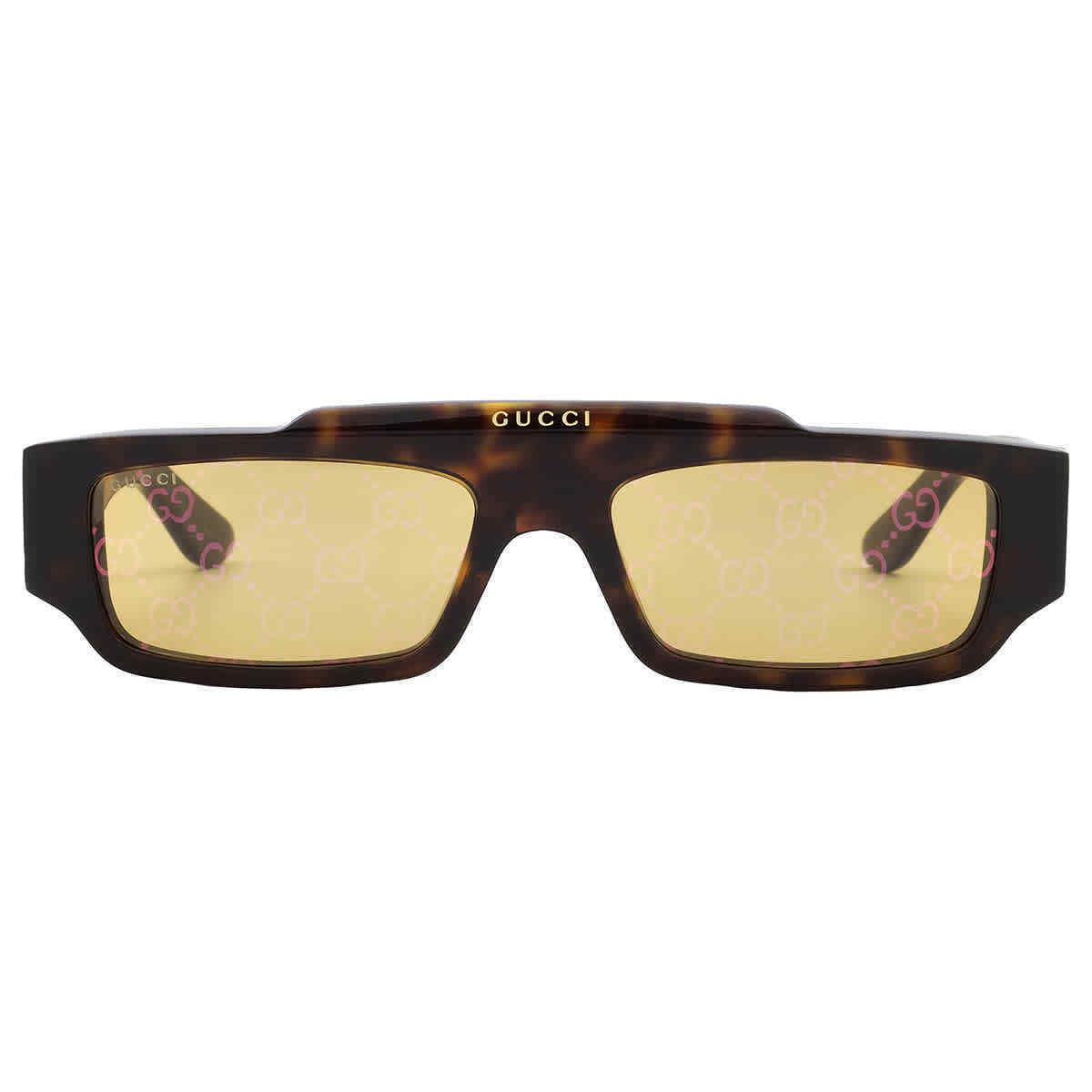 Gucci Gold Logo Browline Men`s Sunglasses GG1592S 002 55 GG1592S 002 55