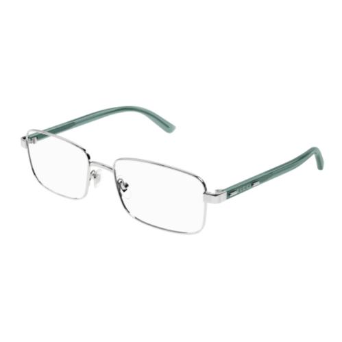 Gucci GG1586O 006 Silver/green Rectangular Men`s Eyeglasses