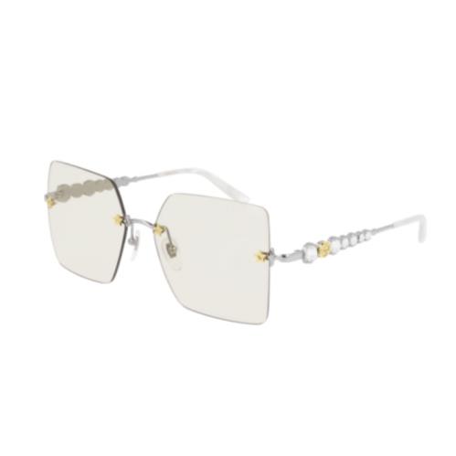 Gucci GG0644S 004 Silver/yellow Rimless Square Women`s Sunglasses